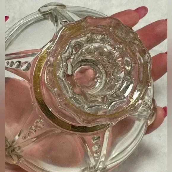 MCM Gold Trim Candleholder Candlestick Glass Beaded - Picture 8 of 9